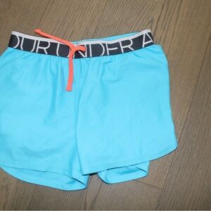 Under Armour Light Blue Shorts with Orange Drawstring